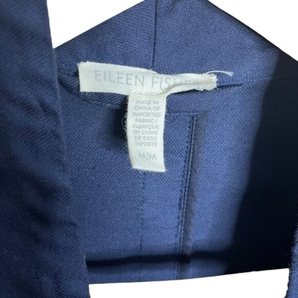Eileen Fisher Organic Cotton Open Front Blue Jacket Women Size Medium - Picture 5 of 6